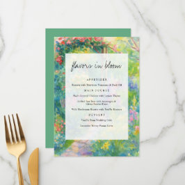 Menu Whimsical Watercolor Garden Themed Wedding