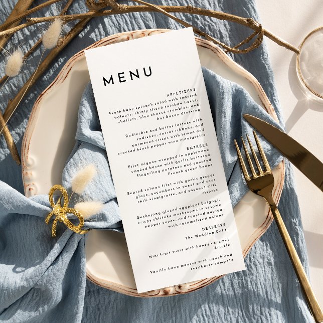 Menu White Modern Bold Wedding Flat (Criador carregado)