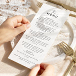 Menu White Modern Script Wedding Flat<br><div class="desc">Apresentando nossa design de Menu Plana de Casamento Moderno Branco, onde o minimalismo moderno encontra a arte da caligrafia. Esta estética curada traz um ar de sofisticação para o seu dia especial - com uma reviravolta de feitiço, charme casual. A combinação de uma simples tipografia com uma letra na moda...</div>