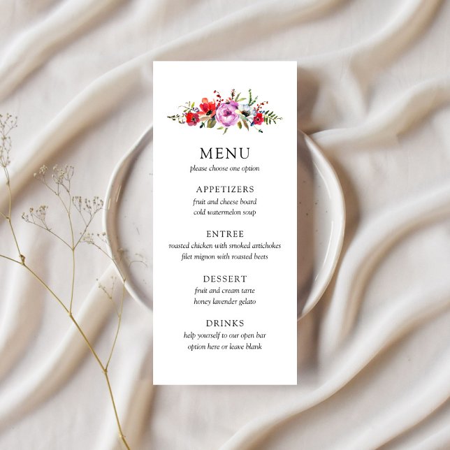 Menu Wild Flowers & Romance Wedding (Criador carregado)