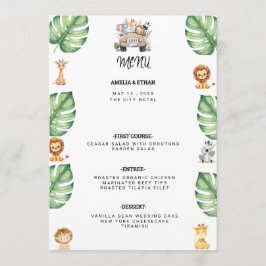 Menu Wild One Jungle Safari Birthday for Boys