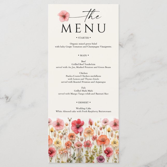 Menu Wildflower Boho Wedding (Frente)