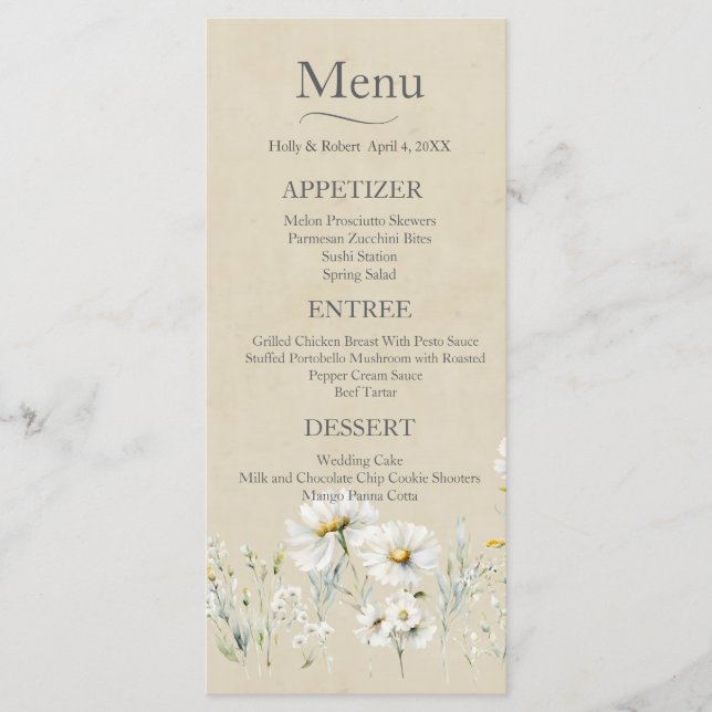 Menu Wildflower Daisy Wedding (Frente)