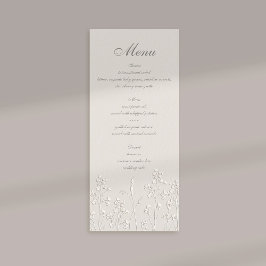 Menu Wildflower Ecru Faux Casamento Clássico Embarcado