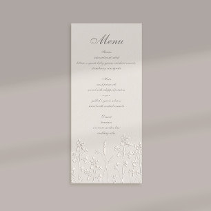 Menu Wildflower Ecru Faux Casamento Clássico Embarcado