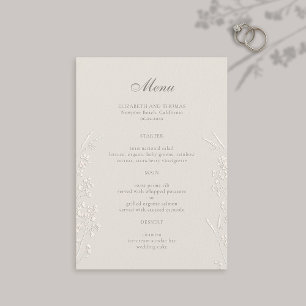 Menu Wildflower Ecru Faux Casamento Clássico Embarcado