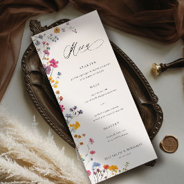 Menu Wildflower Grace Modern Floral Elegant Wedding