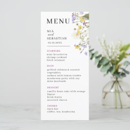 Menu Wildflower Lilac Wedding