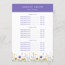 Menu Wildflower Price