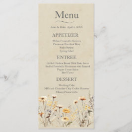 Menu Wildflower Wedding