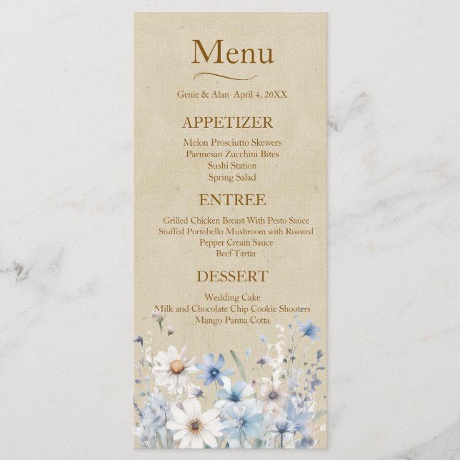 Menu Wildflower Wedding (Frente)
