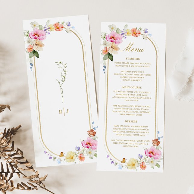 Menu Wildflower Wedding, Colorful Floral Wedding (Criador carregado)