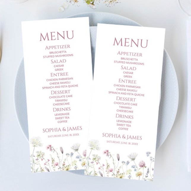 Menu Wildflower Wild Flower Floral Garden Wedding Food (Criador carregado)