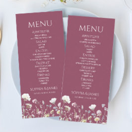 Menu Wildflower Wild Flower Floral Garden Wedding Food