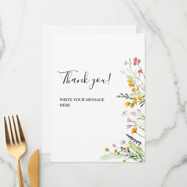 Menu Wildflowers modern Thank you table sign (Frente/Verso In Situ)