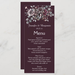 Menu Wine, Dusty Purple, Dark Teal Wedding |