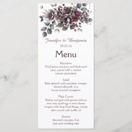 Menu Wine, Dusty Purple, Dark Teal Wedding |