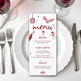 Menu Wine Tasting Holiday Christmas Party Hand-Drawn