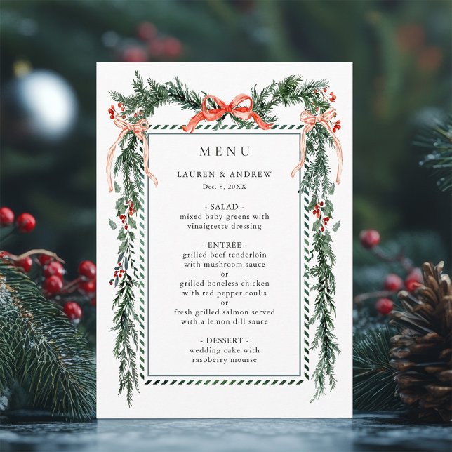 Menu Winter Greenery Garland Wedding (Criador carregado)