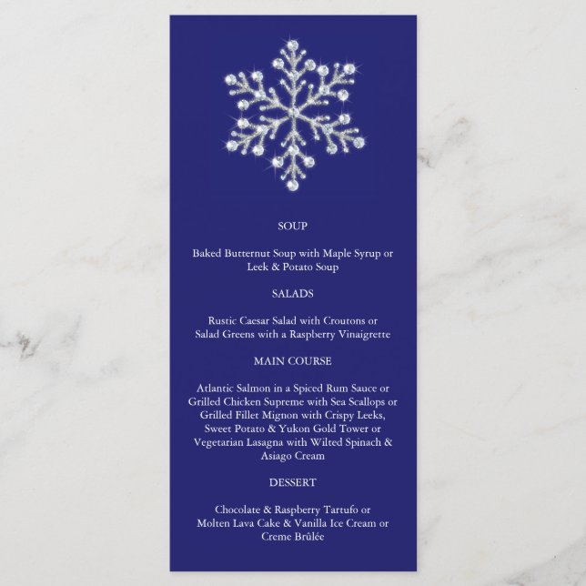 Menu Winter Snowflake (azul) (Frente)