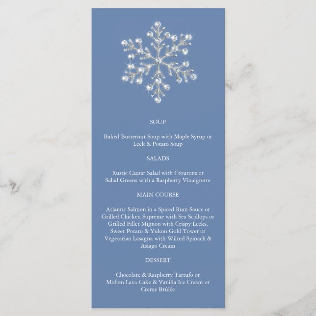 Menu Wintery Crystal Snowflake (Frente)