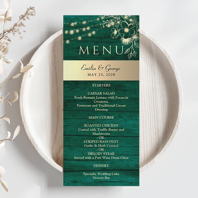 Menu Woodland Green Rustic Wedding (Criador carregado)