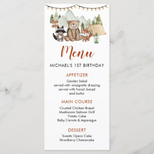 Menu Woodland One Happy Camper Primeiro Aniversário Men