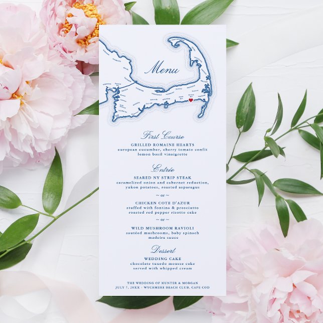 Menu Wychmere Harwich Port Cape Cod Marinho Blue (These Cape Cod Destination Wedding Menus are perfect for your navy Wychmere Beach Club wedding)