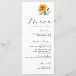 Menu Yellow Marigold Elegant Floral Fall Wedding