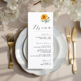 Menu Yellow Marigold Elegant Floral Fall Wedding 