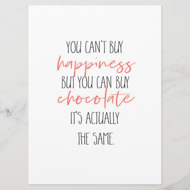 Menu You can't buy happiness but you can buy chocolate (Frente)