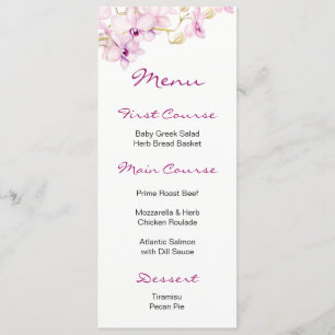 Menus de Aquarela de Orquídea Roxo Tropical