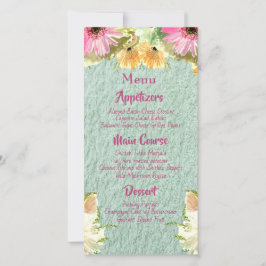 Menus de Casamento Azul de Flores Selvagens