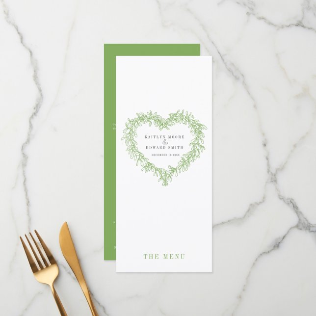 Menus de casamento branco verde-amaldiçoados (Frente/Verso In Situ)