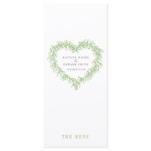 Menus de casamento branco verde-amaldiçoados