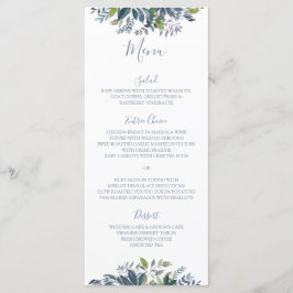 Menus de Casamento com Folhagem Pintada em Azul De