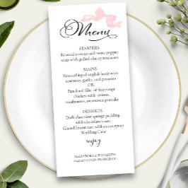 Menus de Casamento de Aquarela | Caligrafia rosa A