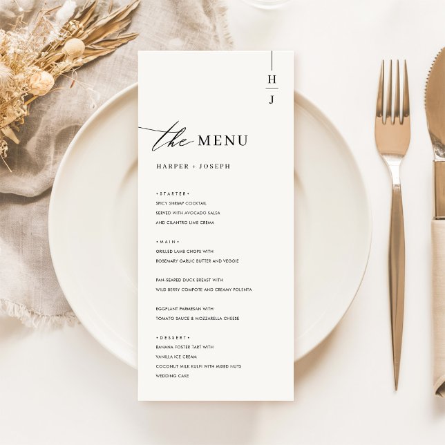 Menus de Casamento de Caligrafia Elegante Simples (Criador carregado)