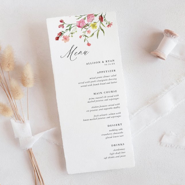 Menus de Casamento de Flor Selvagem do Jardim Whim (Criador carregado)