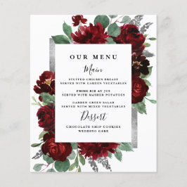 Menus de Casamento de Rosa da Borgonha Red & Silve