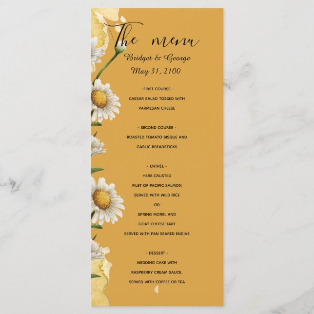 Menus de casamento de rosa de aquarela floral (Frente)