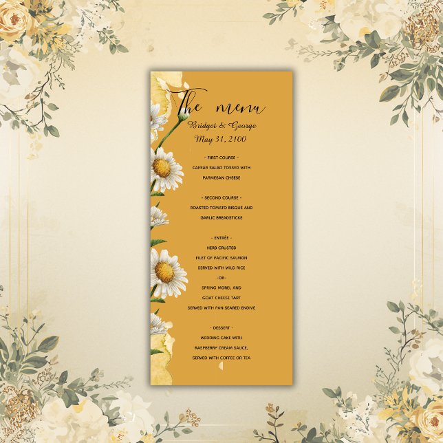 Menus de casamento de rosa de aquarela floral (Criador carregado)