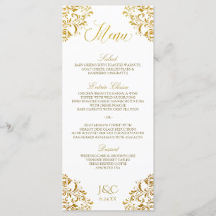 Menus de Casamento Elegante   Canto Vintage (Faux 