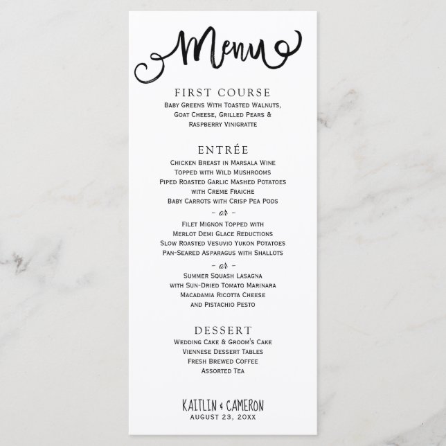 Menus de Casamento Modernos | Tipografia Rústica ( (Frente)
