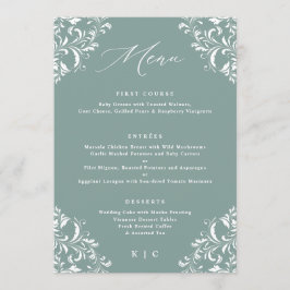 Menus de Casamento vintage Verde Elegante