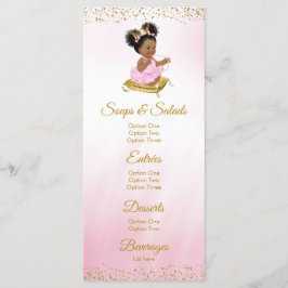 Menus de Chás de Bebê Princesa Rosa Dourado