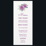 Menus de flor de Rosa d'água púrpura<br><div class="desc">Estes cartões de menu de casamento apresentam rosas de aquarela. Você pode alterar os estilos de texto e as cores clicando no botão "Personalizar". Estes menus de casamento fazem parte da Coleção de Casamentos com Rosa púrpura que inclui uma gama de cheios de papelaria de casamento como convites para casamento,...</div>