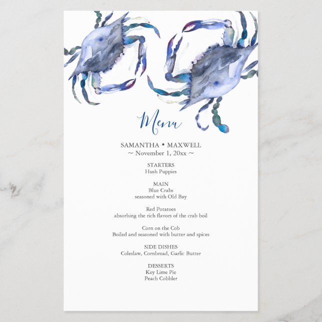 Menus de Orçamento de Boil de Caranguejo (Frente)