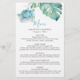 Menus de Orçamento de Casamento de Destino Tropica