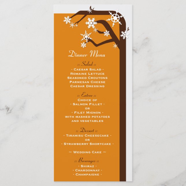 Menus de Recepção de casamento em flocos de neve d (Frente)